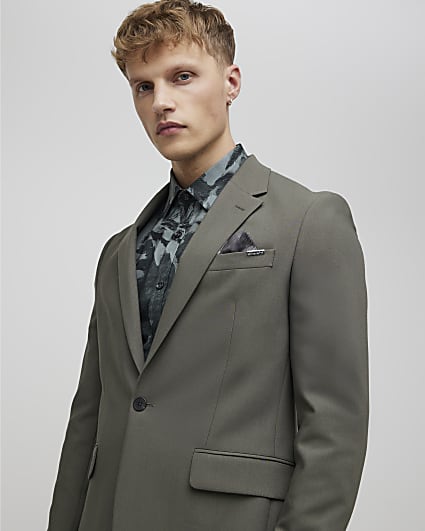 Green Skinny Fit Suit Jacket