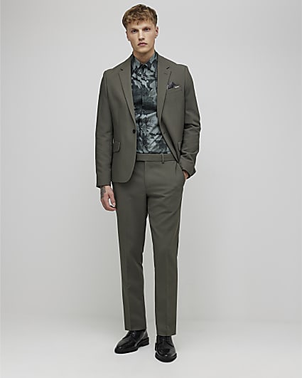 Green Skinny Fit Suit Trousers