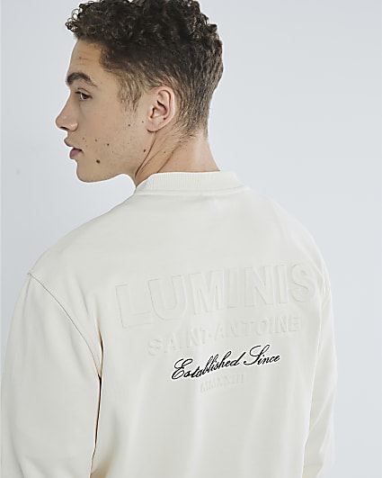 White Long Sleeve Luminis Embossed Sweatshirt