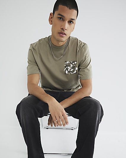 Khaki Regular Fit Nagura Island T-Shirt