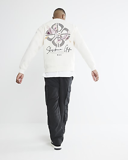 White Regular Fit Shirikawa Crane Sweatshirt