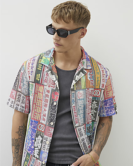 Multi Colour Japanese Advert Crochet Shirt