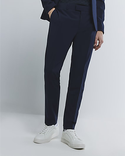 Navy Skinny Twill Suit Trousers