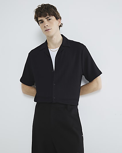 Black Regular Fit Textured Shirt