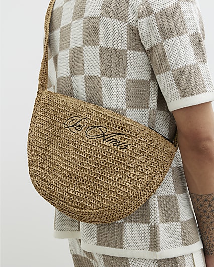 Stone Raffia Les Amis Cross Body Bag