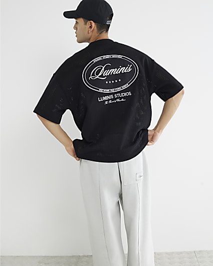 Black Regular Fit Luminis Crochet T-Shirt