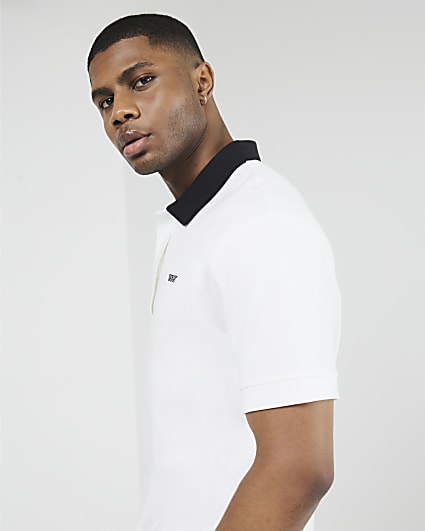 White Short Sleeve Concealed RI Polo Shirt