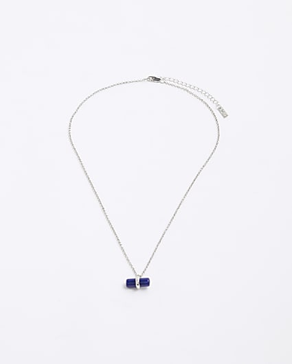 Blue Stone T Bar Necklace