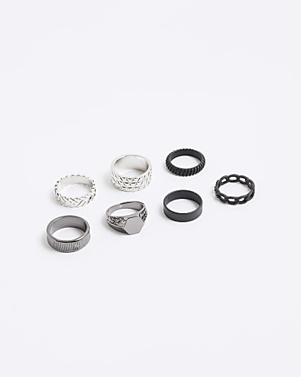 Black And Silver Ring Multi Pack