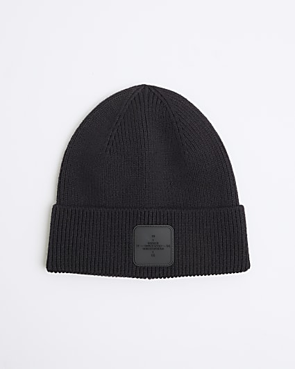 Black Rubber Badge Beanie