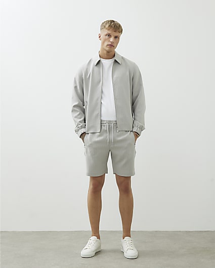 Slim Fit Grey Pinstripe Shorts