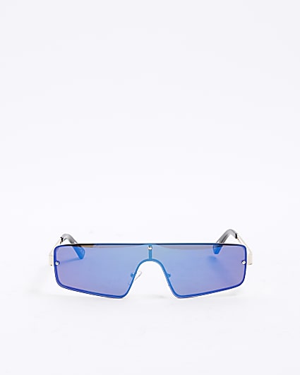 Black And Blue Mirrored Side Sunglasses