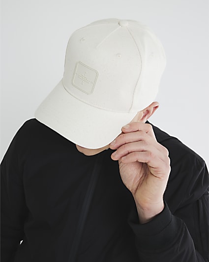 Beige Rubber Badge Baseball Cap