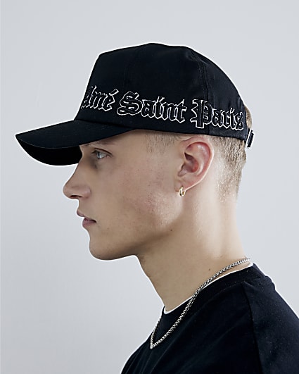 Black Gothic Side Ame Saint Paris Logo Cap