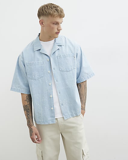 Regular Fit Paisley Denim Shirt