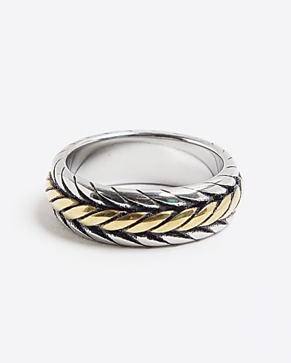 Silver Steel Metal Rope Ring