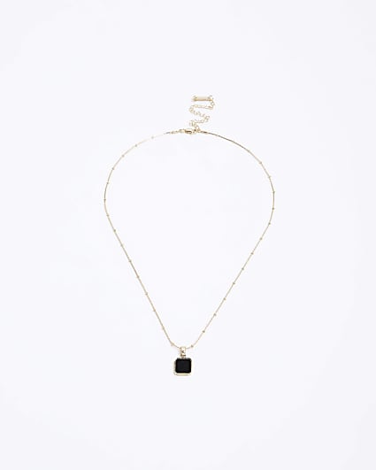 Premium Black Square Onyx Necklace