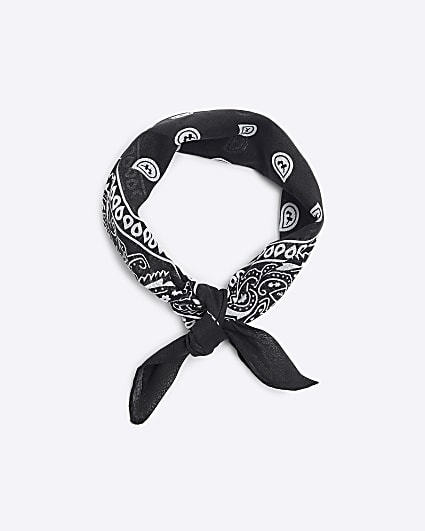 Black Abstract Print Bandana