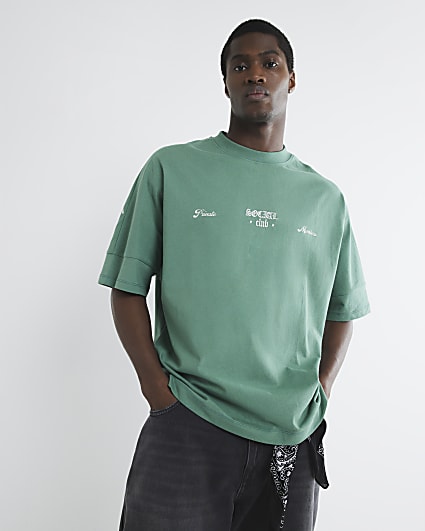 Green Boxy Fit Social Club T-Shirt