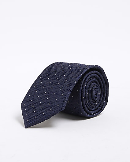 Navy Microdot Tie