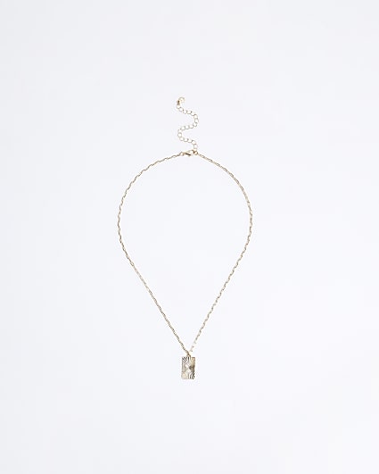 Gold Mini Textured Tag Necklace