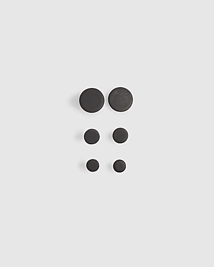 Black Pack Of 3 Stud Earrings