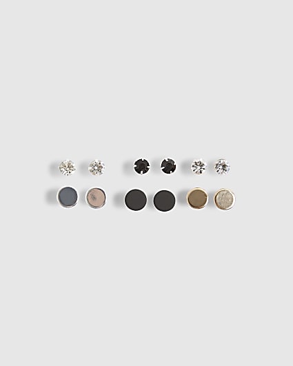 Metal Multi Crystals Pack Of 6 Earrings