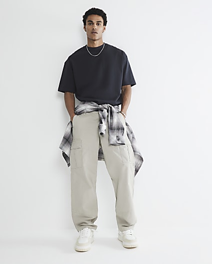Beige Loose Fit Cargo Trousers