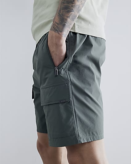 Green Stretch Cargo Shorts