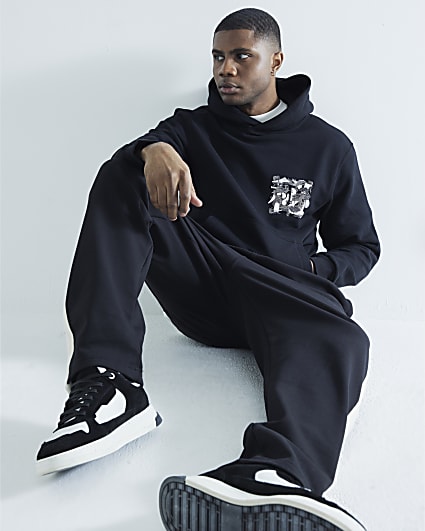 Black Regular Fit Graphic Hoodie