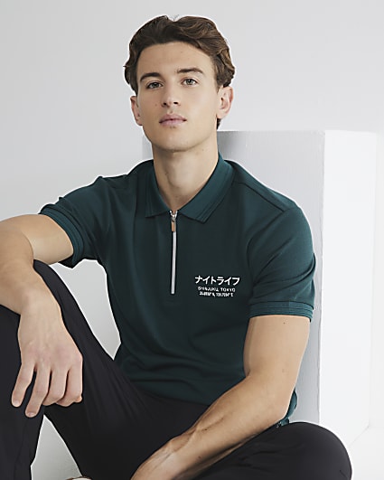 Green Slim Fit Shinjuki Pique Polo Shirt