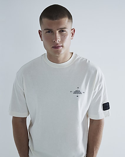 Ecru Patch Short Sleeve Graphic T-Shirt