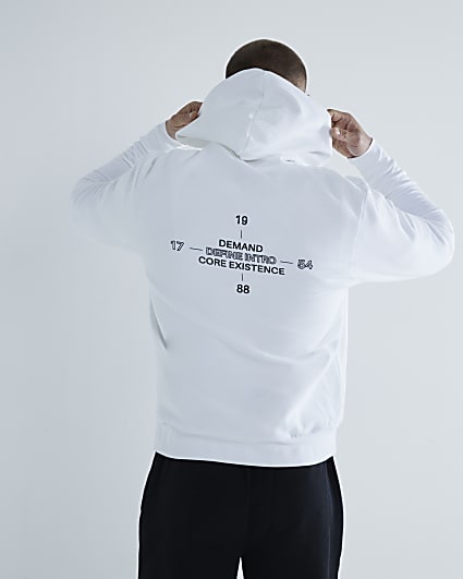 Ecru Regular Fit Graphic Hoodie