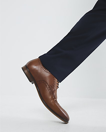 Brown Leather Derby Brogue Shoes