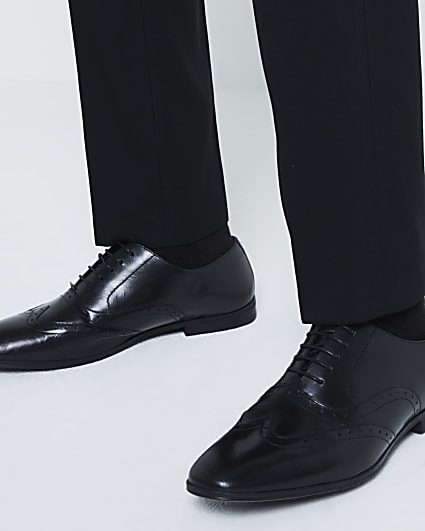 Black Leather Wide Fit Oxford Brogues