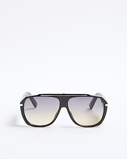 Black Ombre Lense Chunky Aviator Sunglasses