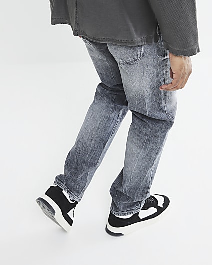 Grey Denim Straight Fit Jeans