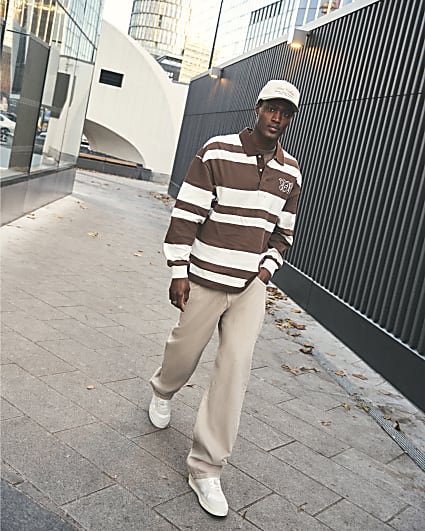 Beige Denim Loose Fit Jeans