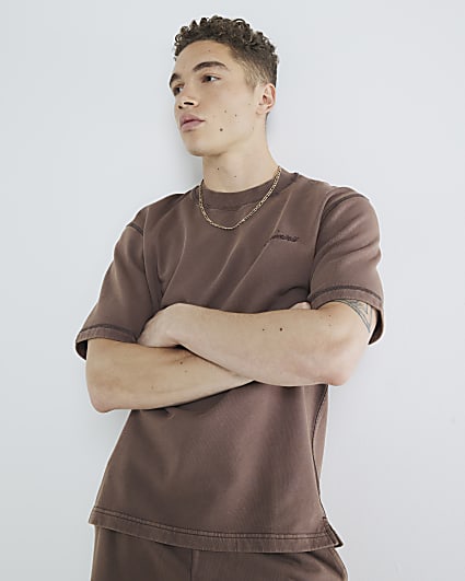 Brown Regular Fit Washed Luminis T-Shirt