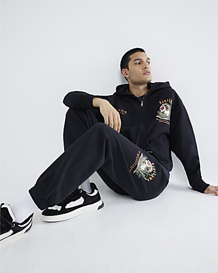 Black Regular Fit Kanazawa Tiger Joggers