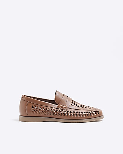 Brown Woven Loafers