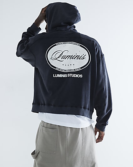 Black Luminis Washed Oval Hoodie