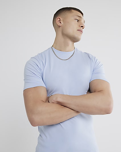 Blue Muscle Fit Short Sleeve T-Shirt