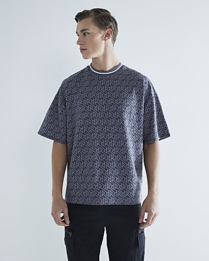 Grey Regular Fit RR Monogram T-Shirt