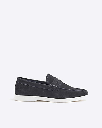 Navy Suede Loafers