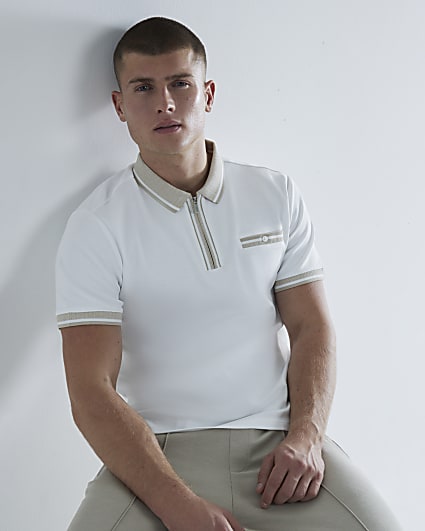 Ecru Slim Fit Polo Shirt