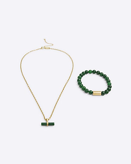 Green Necklace And Bracelet Set