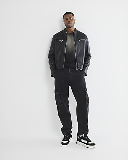 Black Faux Leather Biker Jacket