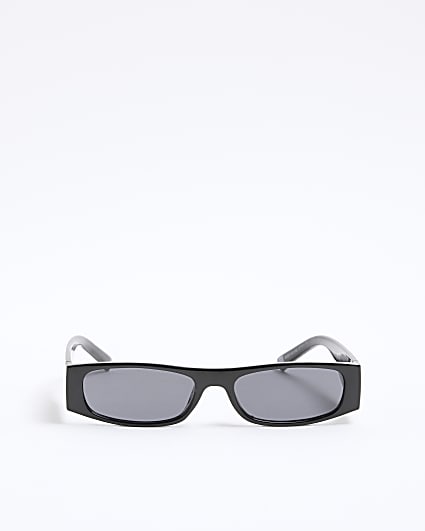 Black Skinny Rectangle Sunglasses