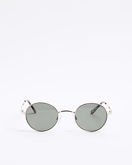 Gold Metal Round Sunglasses